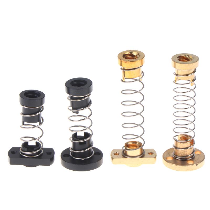Lead Screw 8Mm - สกรูตะกั่ว T8 ป้องกันการสะท้อนกลับ พร้อมน็อตสปริงทองเหลือง/POM ลดช่องว่างตะกั่ว 2มม./4มม./8มม.