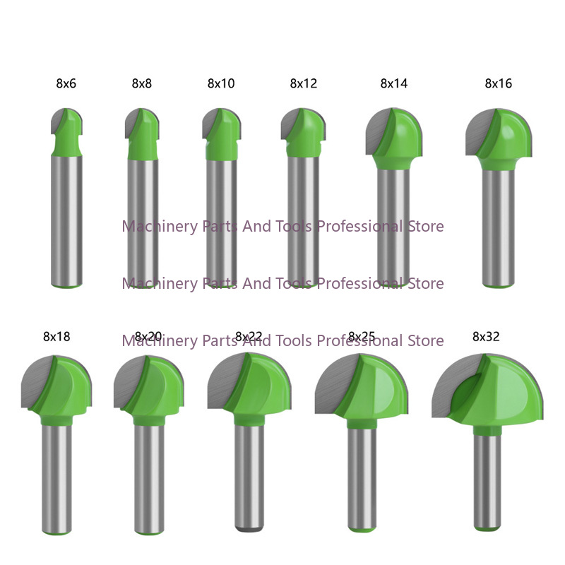 End Mill Set - ชุดดอกกัดรูปทรงกลมปลายมน 8 มม. สำหรับงานไม้ ตัดมุมฉาก R