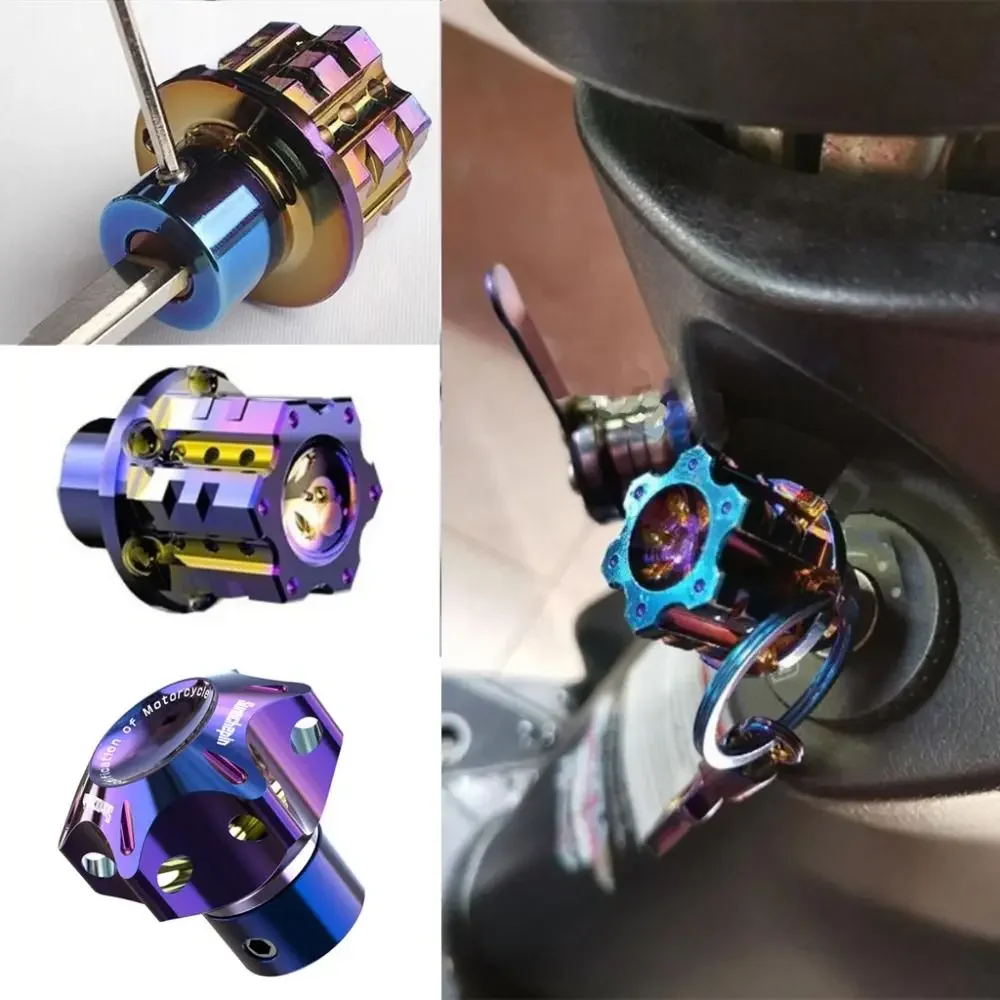 Cnc Bits - พวงกุญแจอะลูมิเนียมสีน้ำเงิน รูปทรงห้าเหลี่ยมและหกเหลี่ยม ปลายหัวกุญแจ CNC สำหรับรถจักรยานยนต์ รถยนต์