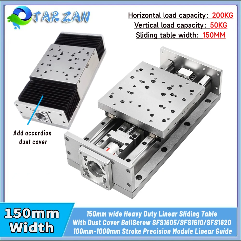 Ball Screw - โมดูลโต๊ะเลื่อนเหล็กกล้าสำหรับงานหนัก 150 มม. บอลสกรูแบบเงียบ SFS HGH15CA*4