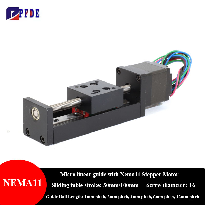 Linear Rod 8Mm - มอเตอร์สเต็ปเปอร์ NEMA11 รางเลื่อนแบบเส้นตรงขนาดเล็ก ตัวเลื่อนขนาดเล็ก สกรูตะกั่ว T6