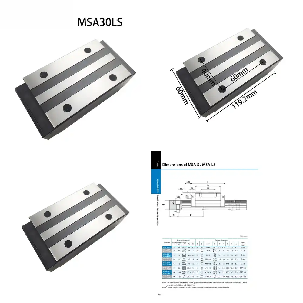 Linear Rail - บล็อกเลื่อนรางนำทางแบบเส้นตรงสำหรับไต้หวัน PMI MSA30LS MSA30 MSA30LSSSFC อะไหล่เครื่อง